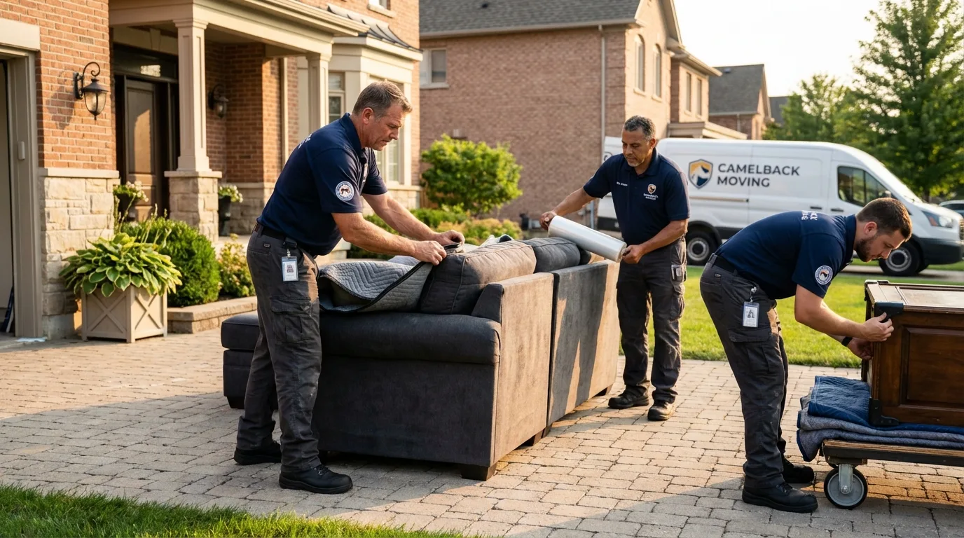 Large estate moving crew wrapping furniture in East Jordan, MI