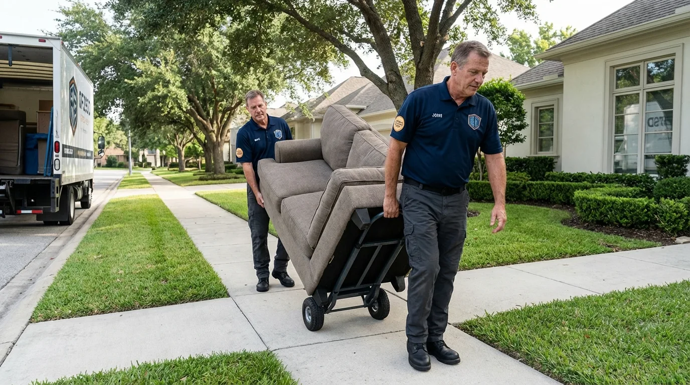 Local residential moving crew loading furniture in East Jordan, MI